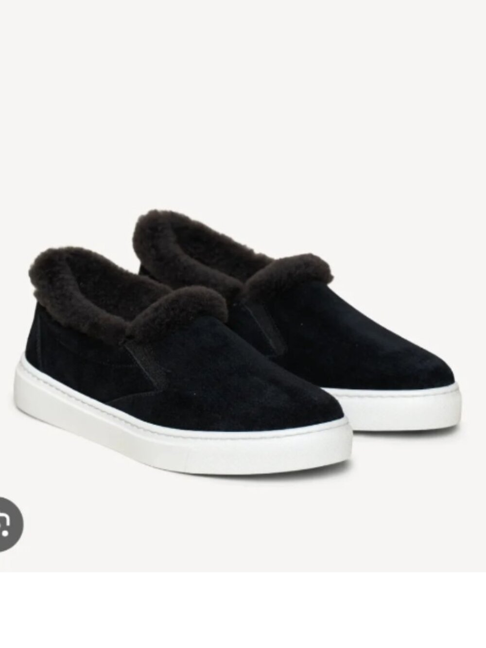 M.GEMI The Cerchio Shearling Black Suede Slip-On Sneakers, Size 41